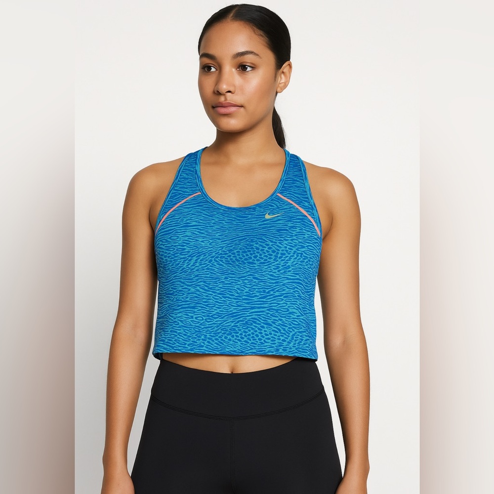 Nike DriFIT Women's Racing Running‎ Tank Top Crop Top Blue Size Large